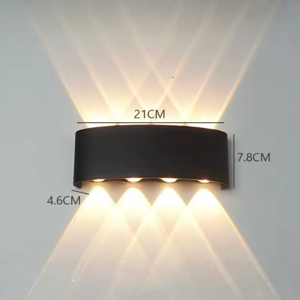 Luminaria LED en arco, aplique de pared exterior, iluminación moderna para terraza, IP65.