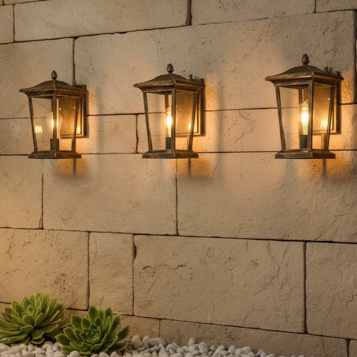 Aplique de pared industrial LED para iluminación de patios y fachadas.