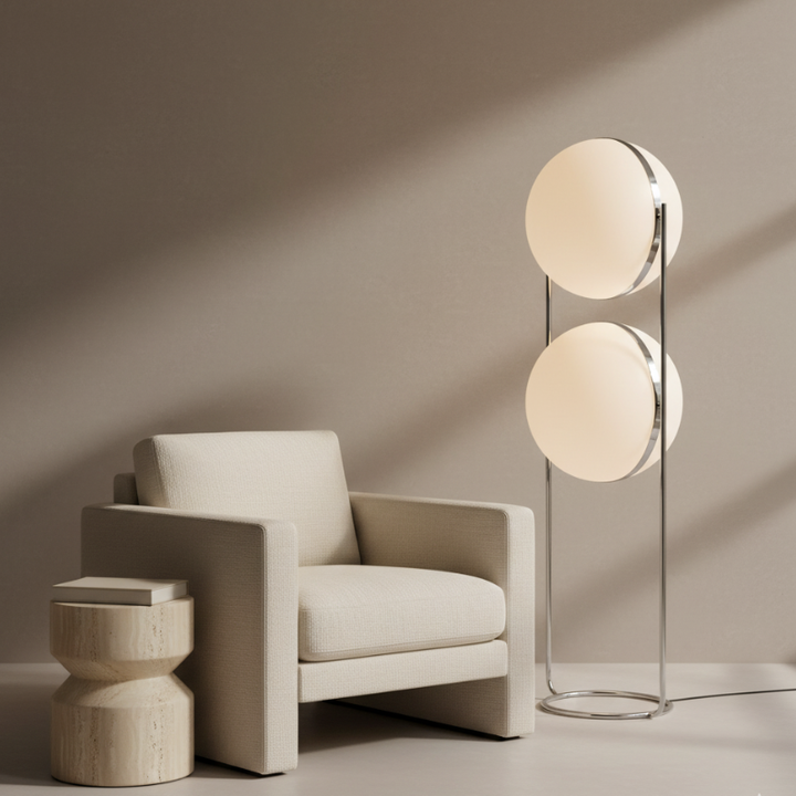 Lámpara de pie actualizada, decoración moderna y funcionalidad adaptable.