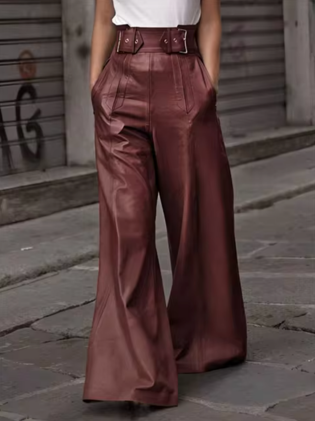 Pantalón elegante de talle alto para mujer, ideal para otoño invierno. Estilo moderno y versátil para moda femenina.