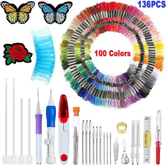 Pluma de bordado fácil de usar para DIY. Herramienta esencial para manualidades, costura y arte textil creativo.