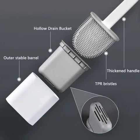 Accesorios de baño: cepillo de inodoro de silicona higiénico, ideal para limpieza fácil y efectiva.
