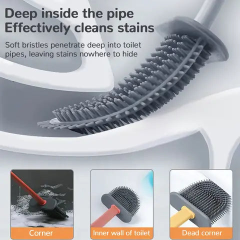Oferta: Cepillo de inodoro de silicona para baño, limpieza profunda y sin rayones, accesorio duradero.