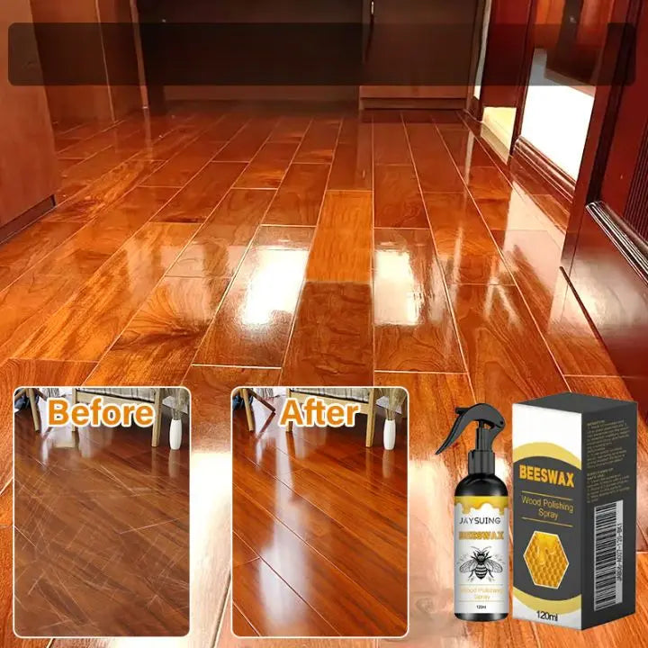 Botella de spray de cera de abeja natural para pulir y restaurar madera. Producto no tóxico.
