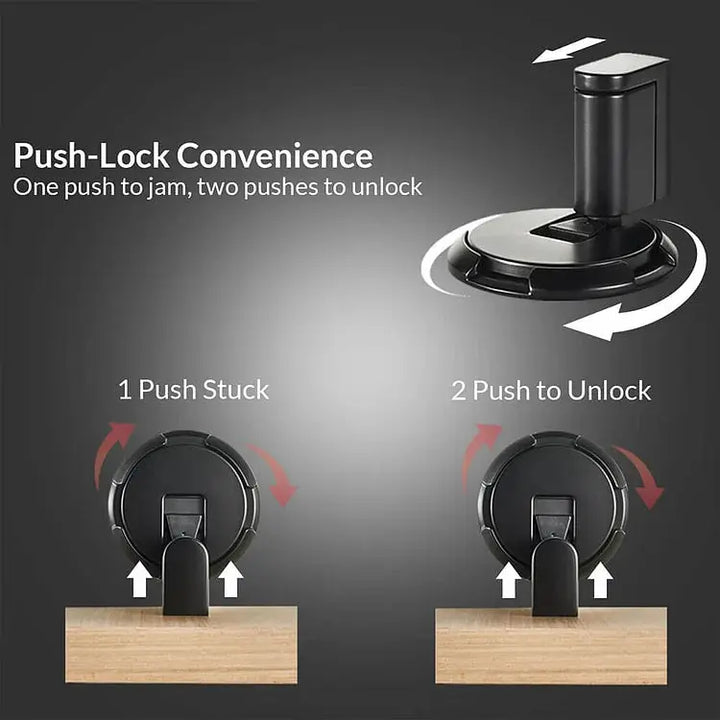 Tope de puerta plata para suelo. Control de puerta robusto y diseño moderno para seguridad en el hogar.