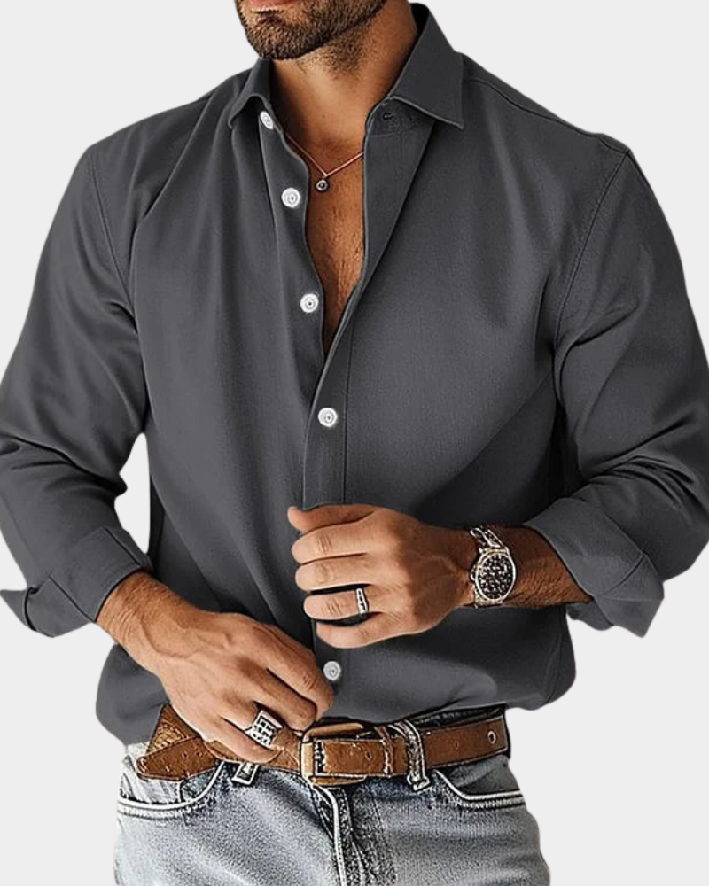 Camisa casual hombre slim fit, tejido transpirable elástico. Moda masculina sin arrugas para tu día a día.