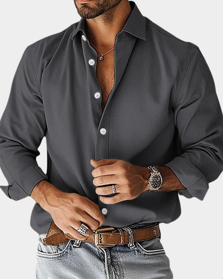 Camisa casual hombre slim fit, tejido transpirable elástico. Moda masculina sin arrugas para tu día a día.