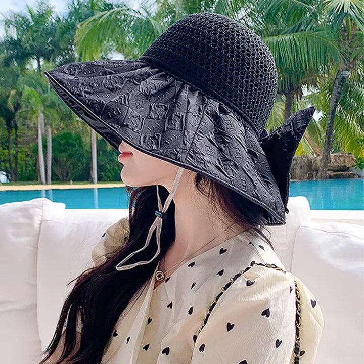 Sombrero de playa de mujer, ala ancha, enrollable, protege tu rostro del sol con estilo.