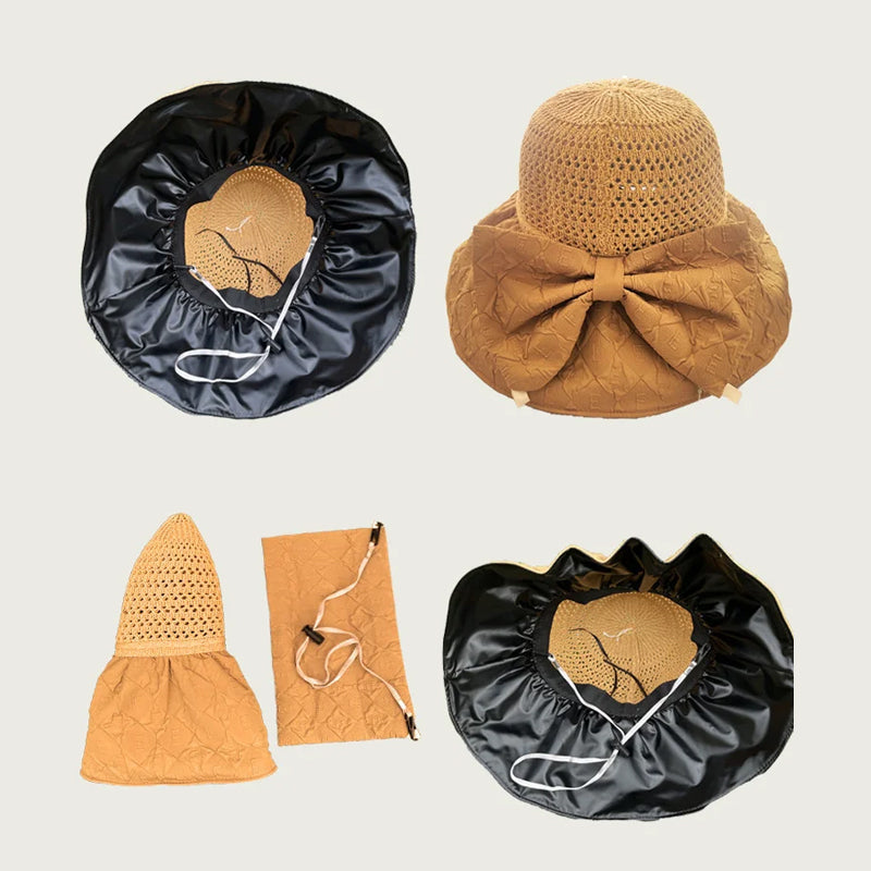 Sombrero de sol ligero para mujer, protección UV, paja natural, ala ancha para días soleados.
