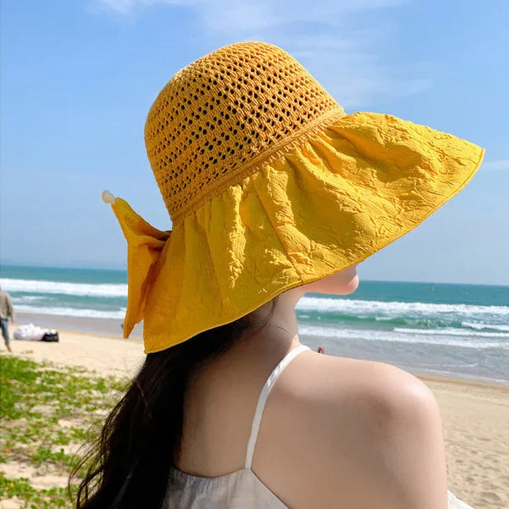 Sombrero de sol de mujer, ala ancha, enrollable, diseño práctico para máxima comodidad y protección.