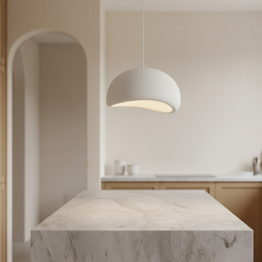 Lámpara colgante Galet Air escultural, luz ambiental orgánica para decoración de hogar moderno.