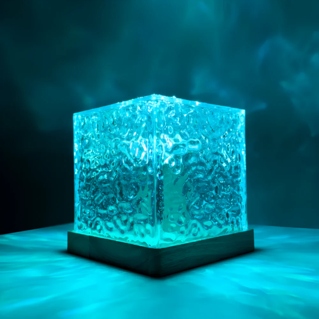 Lámpara de mesa con efecto olas, iluminación LED RGB y 16 colores. Regalo ideal para decoración y luz ambiental.