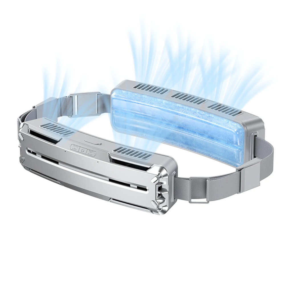 Ventilador de cintura recargable con USB, frescor manos libres para todo el día. Ideal para camping y exteriores.