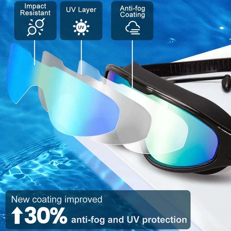 Gafas de natación unisex para natación y buceo, con visión amplia.