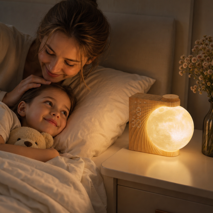 Despertador con simulación de amanecer y función lámpara, ideal para una rutina matutina relajante.