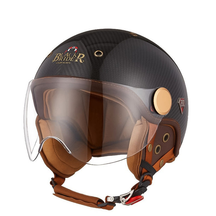 Casco moto unisex de fibra de carbono ultraligero con certificación CE. Protección superior y confort para motociclistas.