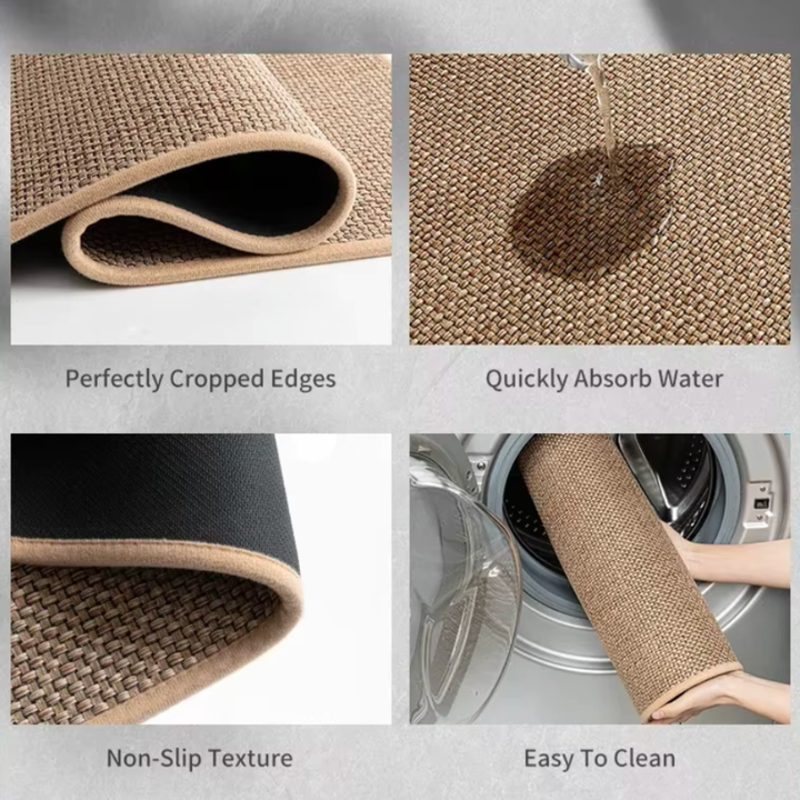 Alfombra antideslizante para cocina moderna o entrada. Lavable a máquina y absorbente, protege el suelo con estilo.