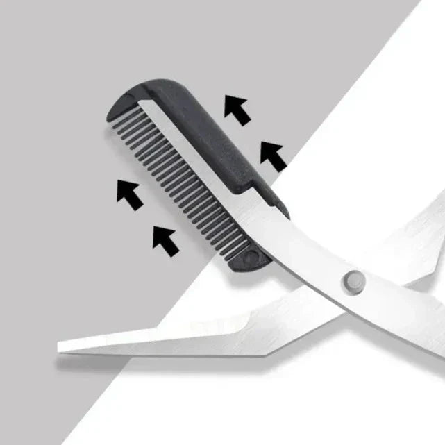 Tijeras de acero inoxidable para el arreglo delicado de cejas y un acabado profesional.