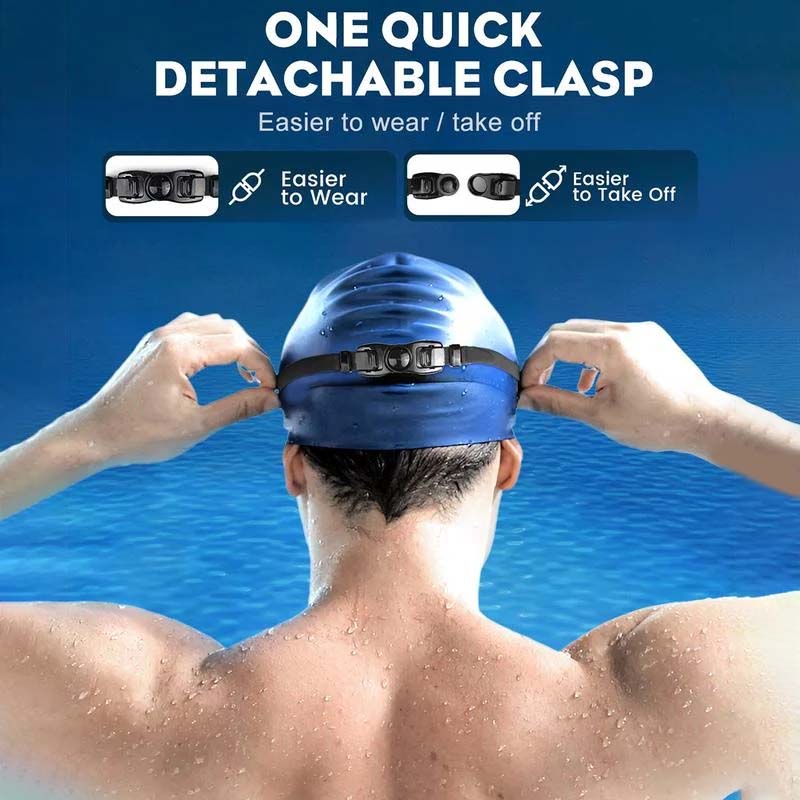 Gafas de natación multicolor con visión panorámica y tecnología antiempañante.