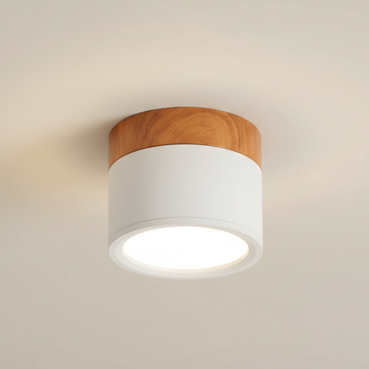 Luz de techo LED empotrada, diseño minimalista moderno. Iluminación interior Japandi/escandinavo.