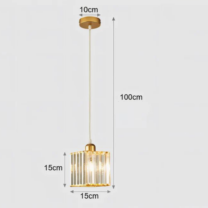 Lámpara colgante de cristal Elvya, diseño moderno y sofisticado. Ideal para iluminación LED decorativa en interiores.