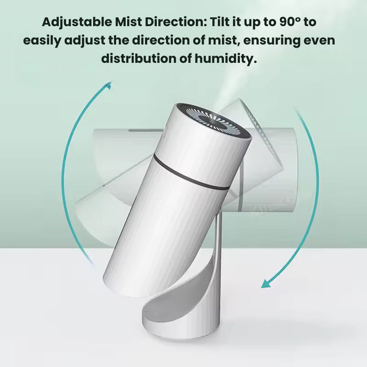 Humidificador ultrasónico portátil con luz LED, recargable para viaje, oficina o dormitorio, ideal para hidratación.