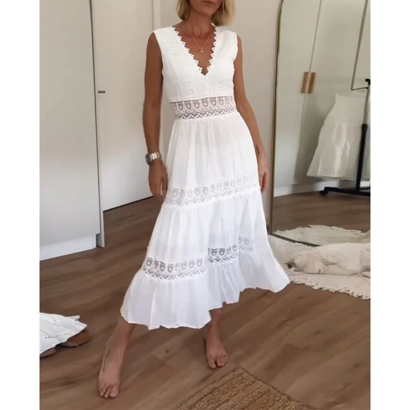 Disfruta del verano con este vestido largo boho de mujer, elegante y fluido. Ideal para días casuales o playa.