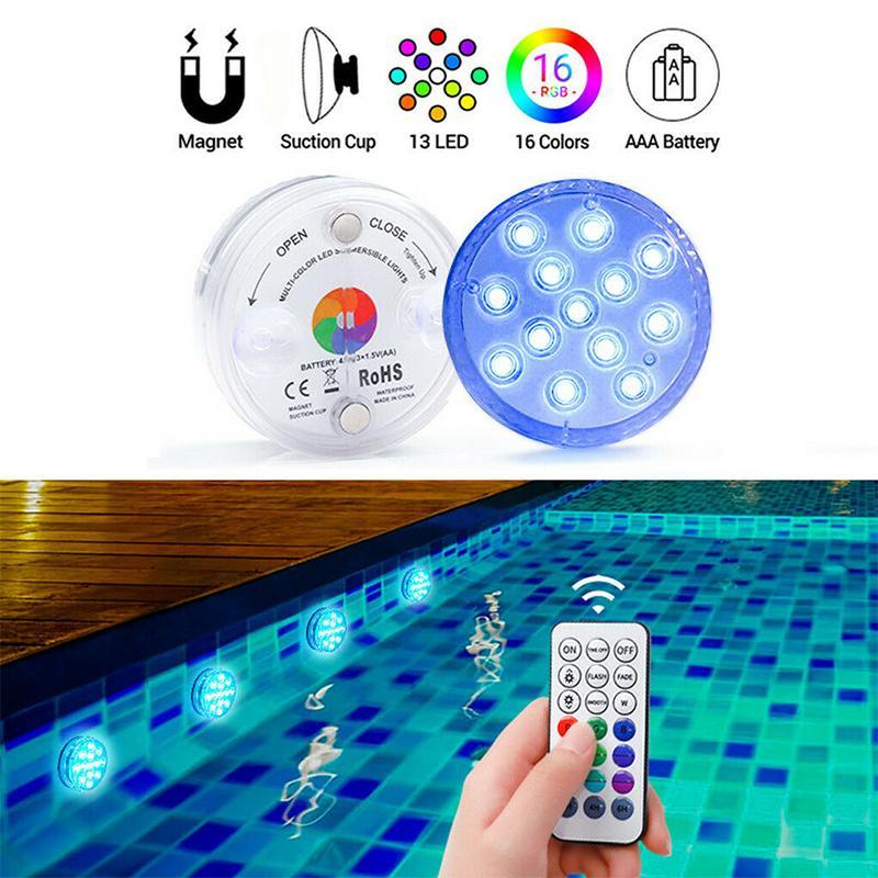 Luces LED sumergibles para decoración de piscinas y estanques. Perfectas para fiestas al aire libre.