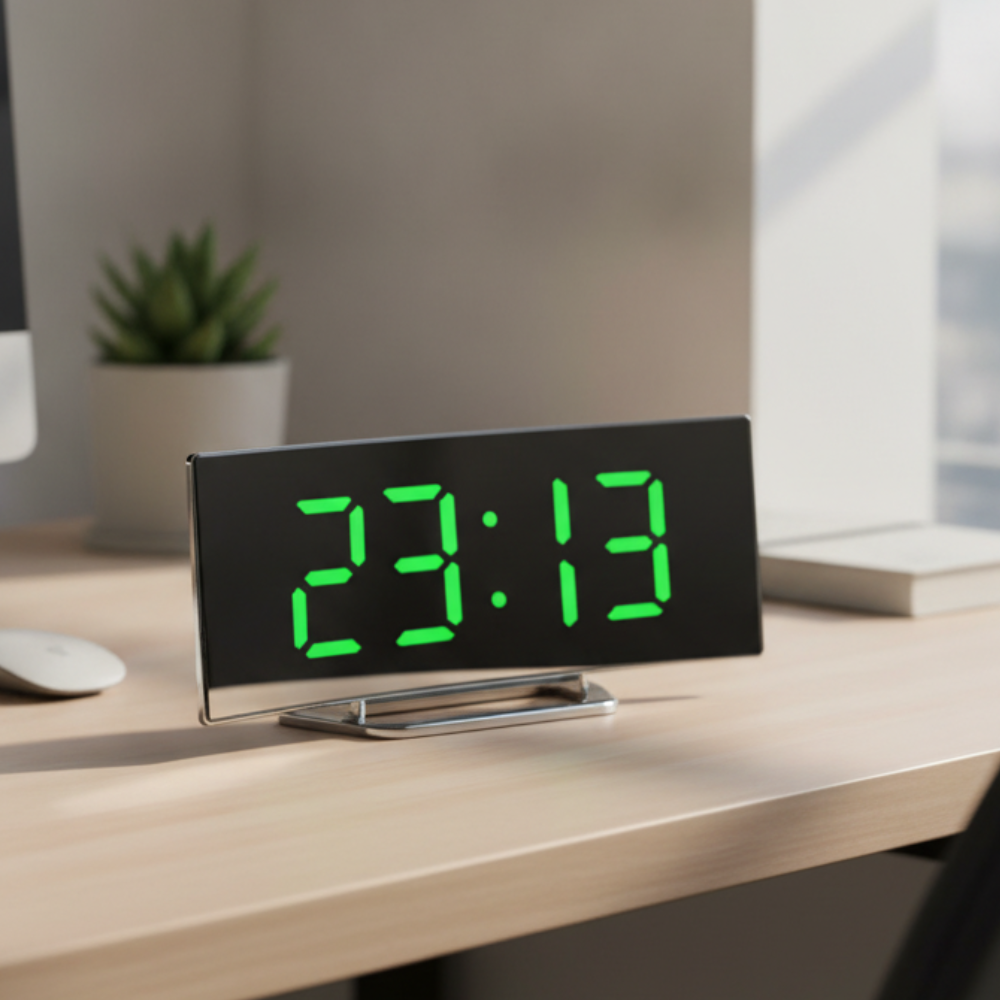 Reloj digital LED curvado de escritorio, un regalo funcional y decorativo para cualquier espacio.