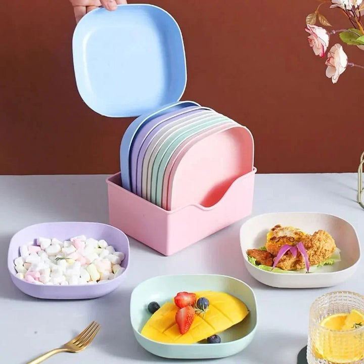 Juego de 10 platos de plástico ecológico para huesos y residuos. Ideal para organización en cocina y comedor.