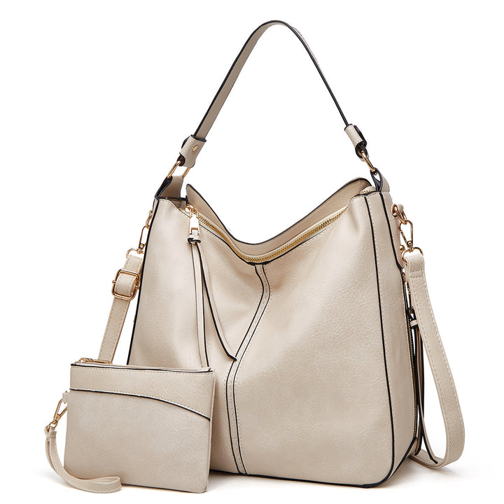 Conjunto de bandolera y bolso de mano para mujer, piel sintética resistente, estilo elegante.