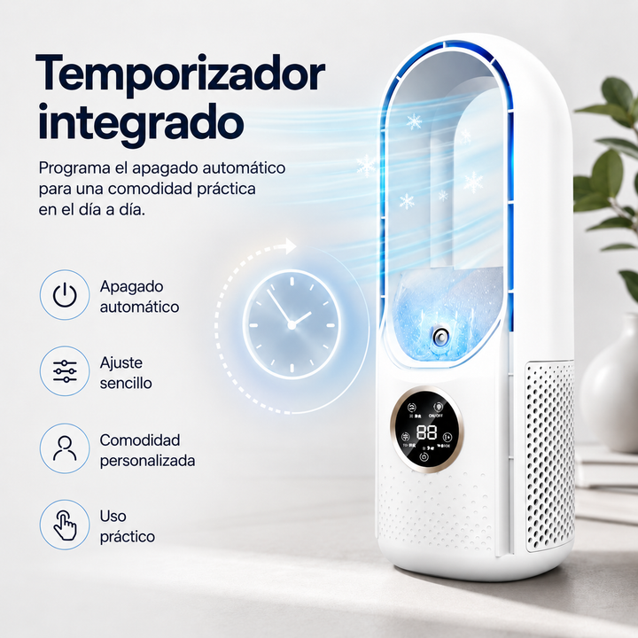Climatizador personal USB con 6 velocidades, perfecto para la oficina, silencioso y refrescante.