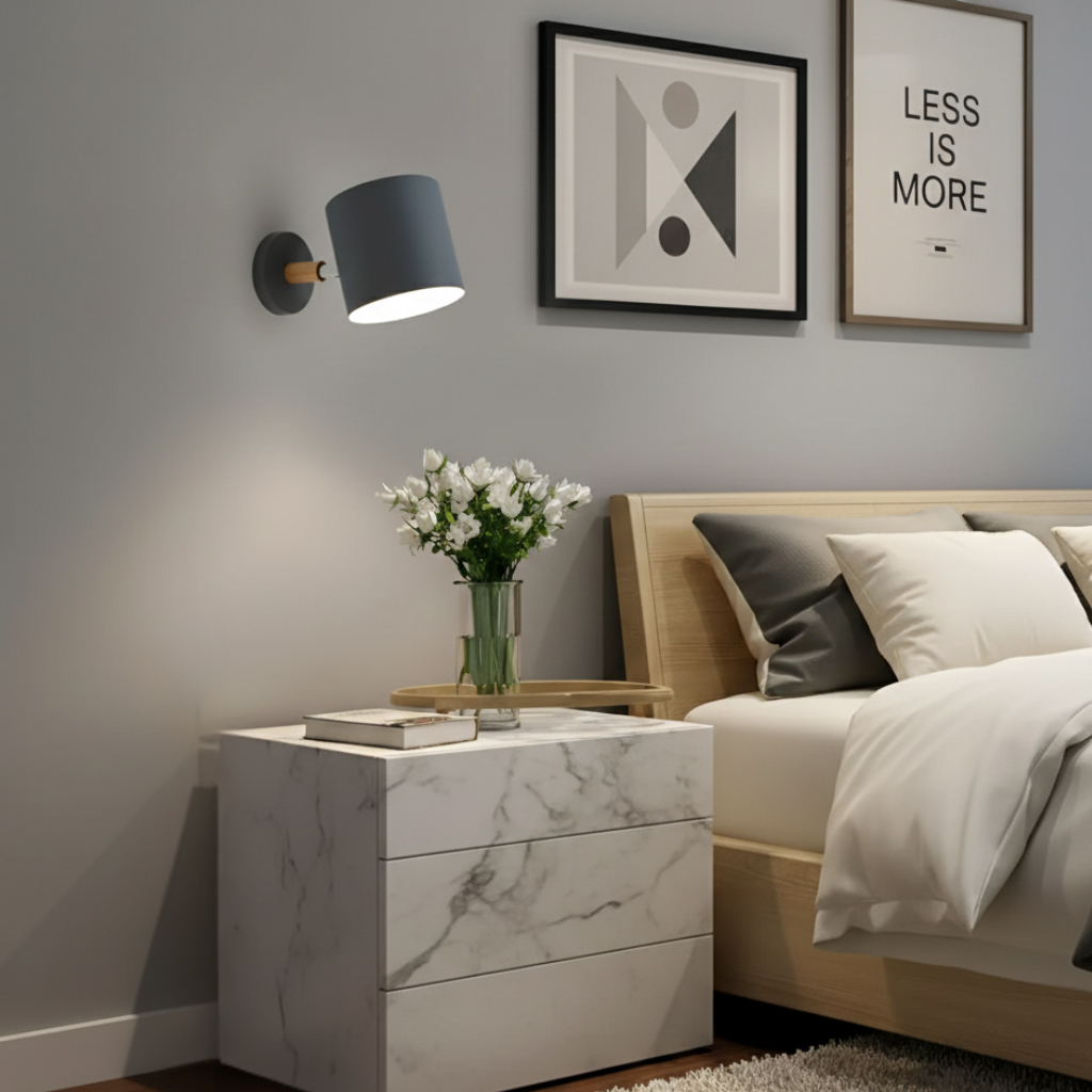 Aplique pared pastel mate, estilo escandinavo. Iluminación ajustable para un hogar moderno y funcional.