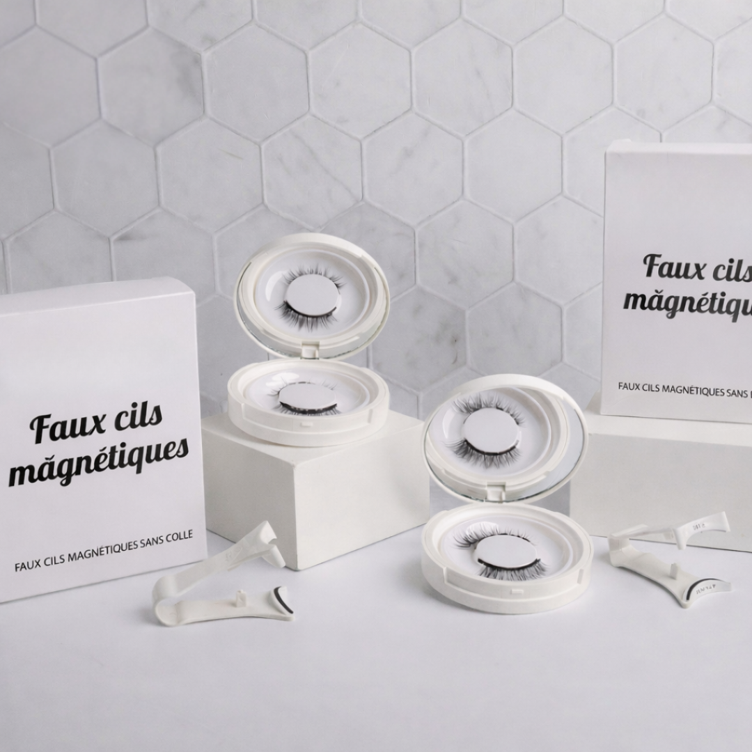 Pestañas magnéticas reutilizables para ojos, ideales para un maquillaje de belleza impactante y fácil aplicación.