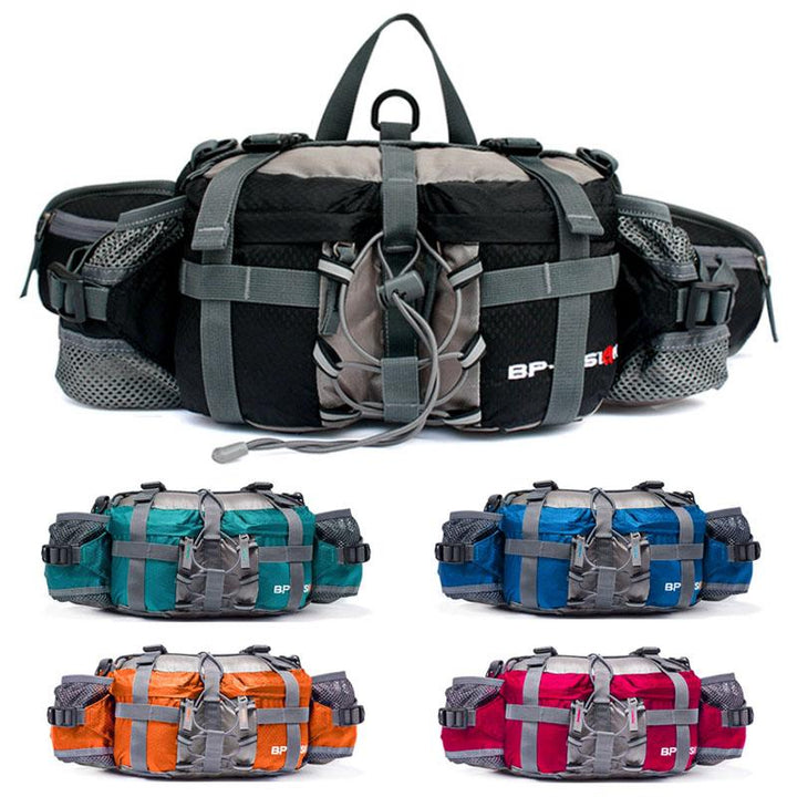 Riñonera de senderismo compacta unisex, ideal para exteriores con portabotellas integrado.