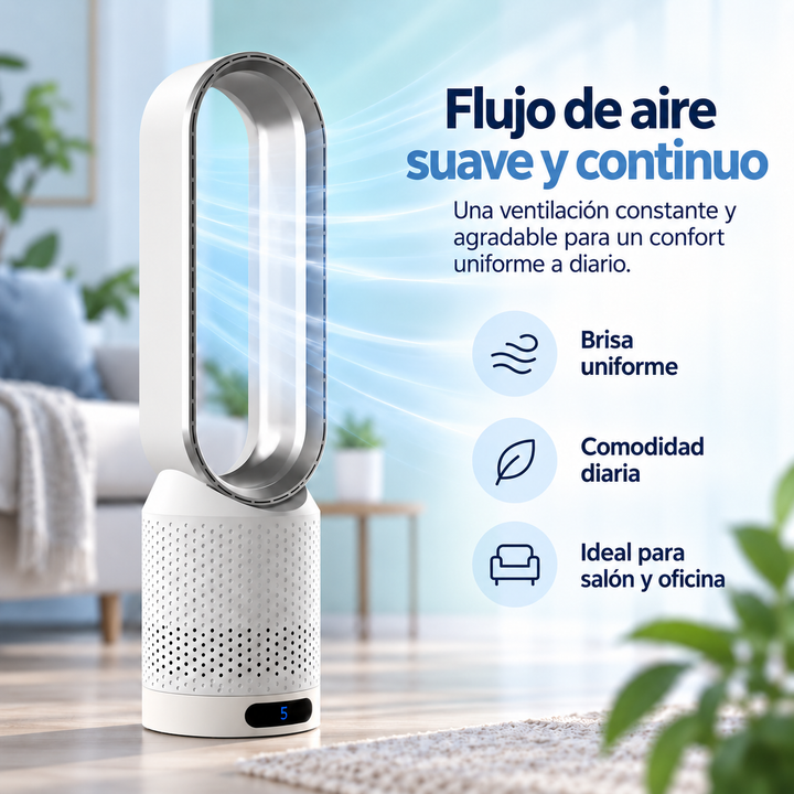 Ventilador de torre para dormitorio, sin aspas, silencioso, ideal para un descanso fresco.