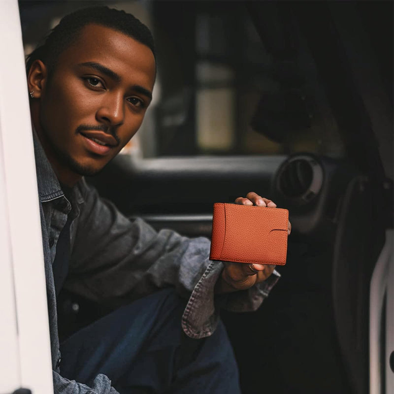 Billetera compacta y delgada para hombres, ideal como tarjetero con RFID.