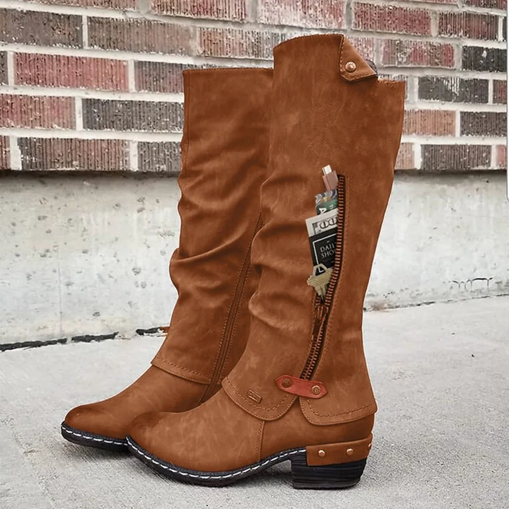 Botas altas ligeras para mujer con botón metálico elegante, perfectas para moda otoño-invierno casual.