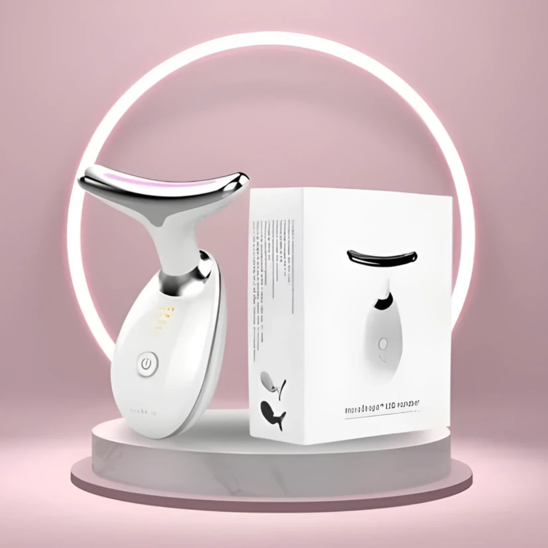 Dispositivo escultor facial 7-en-1 para rejuvenecimiento y cuidado de la piel anti-edad en casa.