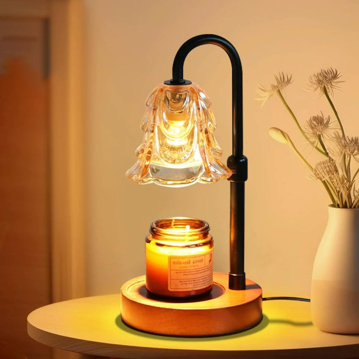 Lámpara calentadora de velas dimerizable con elegante diseño floral, difusor de aroma para decoración del hogar.