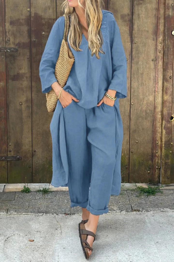 Set casual de dos piezas para mujer, transpirable y ligero, perfecto para días cálidos de primavera y verano.