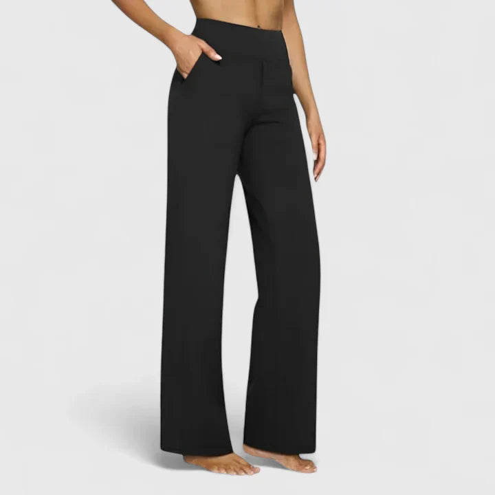 Comodidad y estilo: pantalones rectos de mujer con bolsillos, moda versátil diaria.