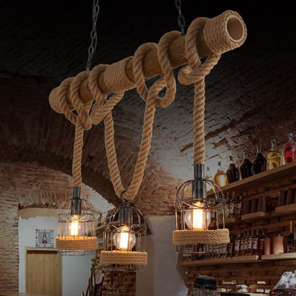 Iluminación vintage de techo: Lámpara colgante de madera y metal, estilo industrial retro para tu hogar.