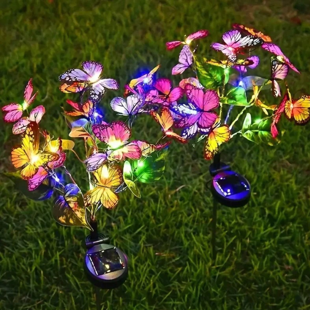 Lámpara solar LED para jardín, luz cálida. Decoración exterior resistente al agua y ahorro energético.
