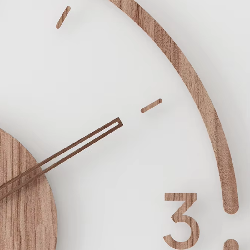 Elegante reloj de pared de madera. Estilo escandinavo y movimiento de cuarzo, totalmente silencioso.