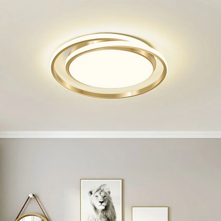 Lámpara LED de techo tipo anillo, moderna y minimalista, perfecta para iluminar el salón con eficiencia.