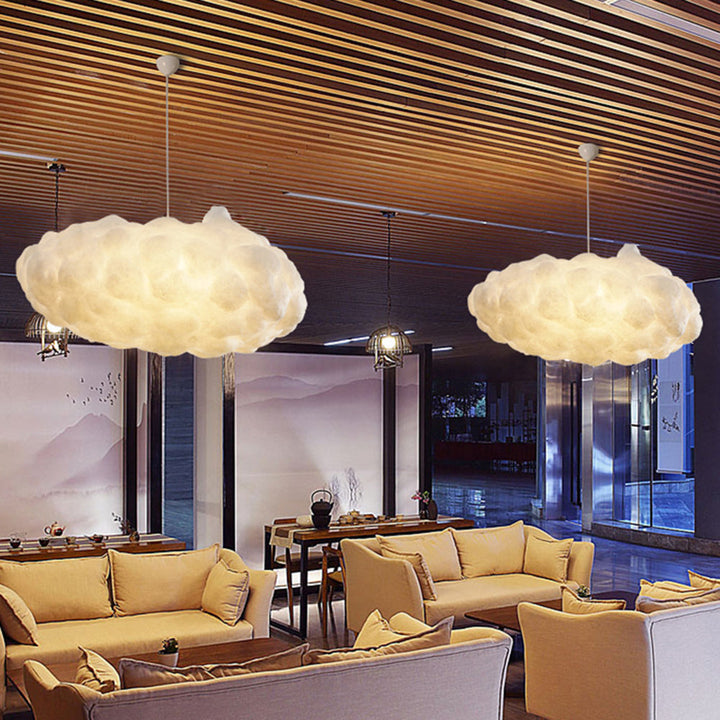 Lámpara LED nube blanca. Luz colgante de PVC y algodón, crea un ambiente cálido y moderno en tu espacio.