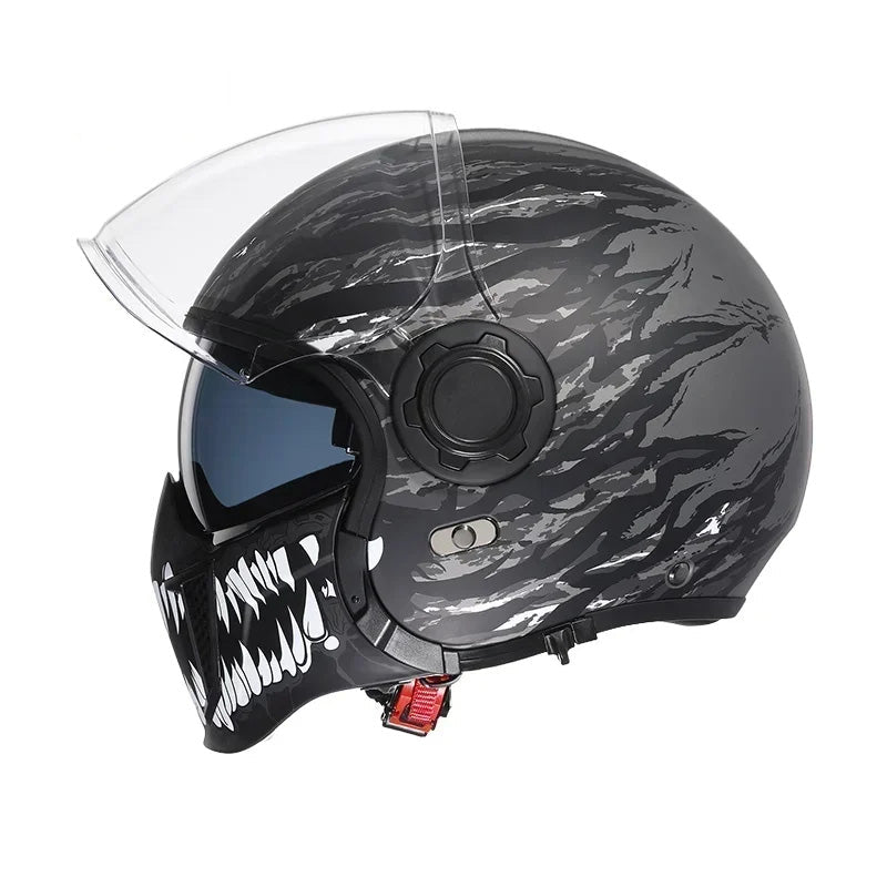 Casco moderno para motociclismo, doble visor integrado, modular y certificado DOT ECE.