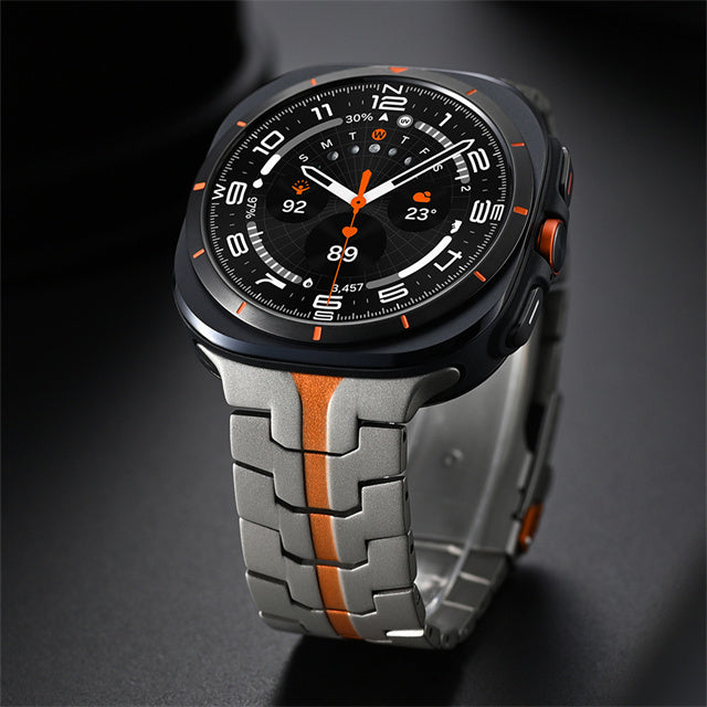 Accesorio de lujo deportivo: correa de titanio 47mm para smartwatch, ligera y cómoda.