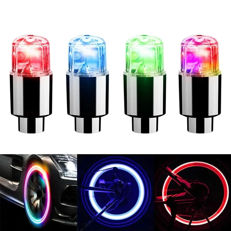 Tapas de válvula de neumático con luz LED, perfectas para motocicletas y bicicletas, seguridad mejorada.